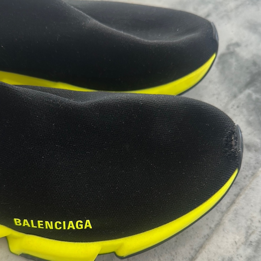 Balenciaga Black and Neon Yellow Sneakers - Picture 6 of 7